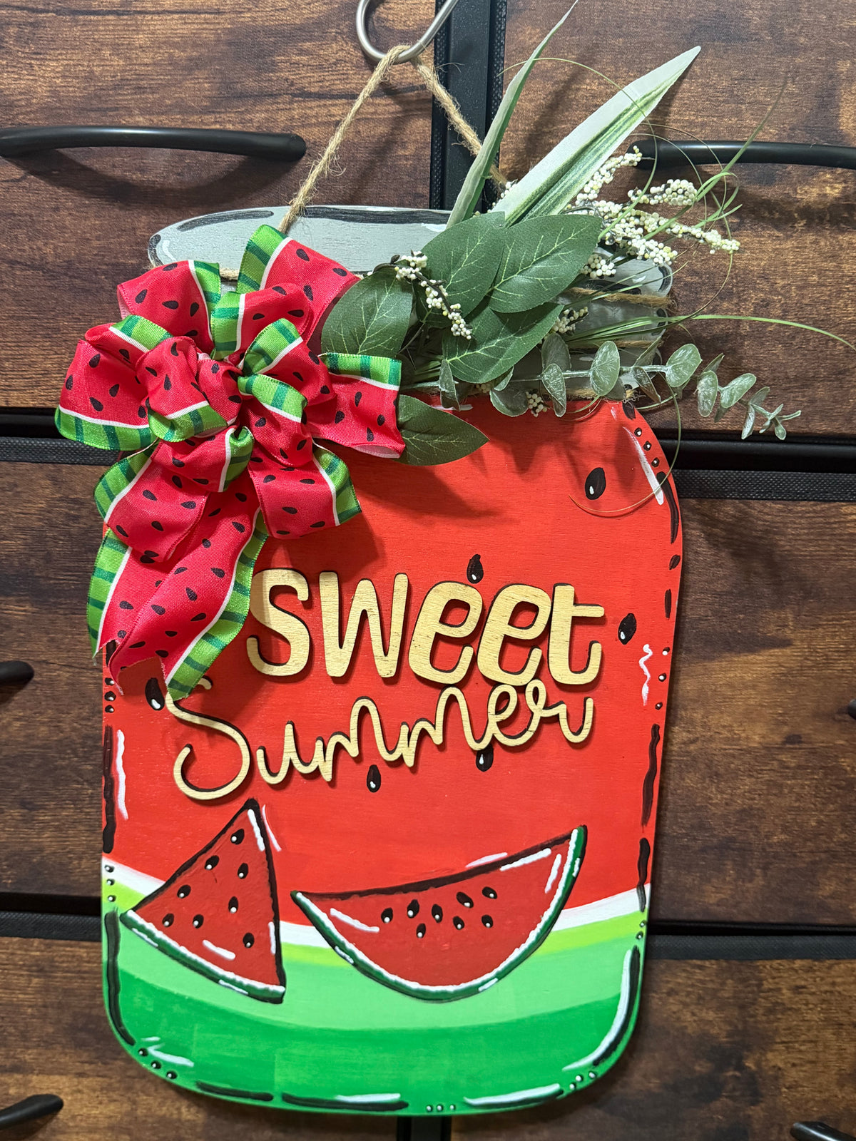 Handmade Watermelon Door Hanger | Sweet Summer Farmhouse Welcome Sign