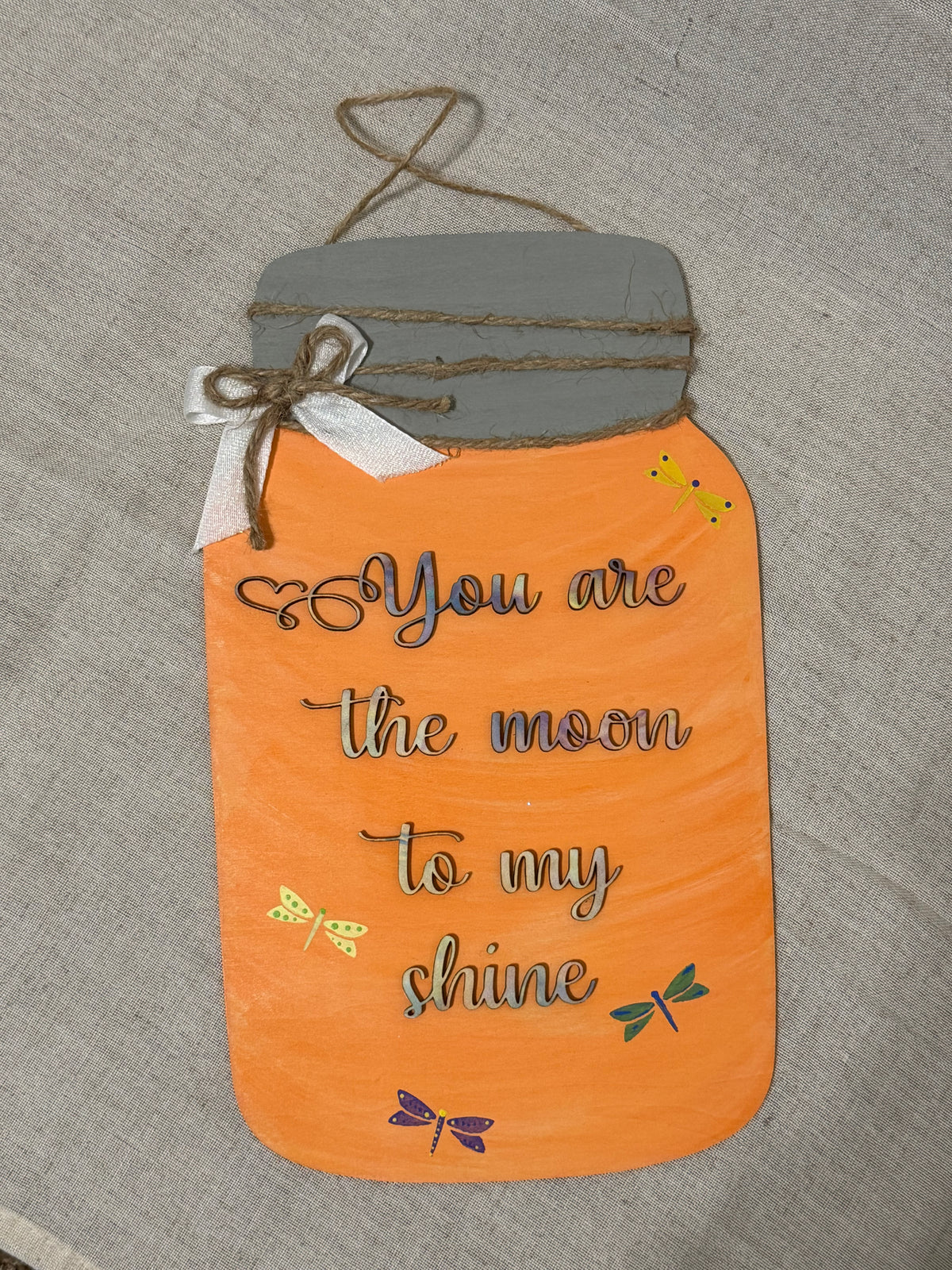 Handmade Moon to My Shine Wooden Door Hanger | Rustic Mason Jar Wall Decor