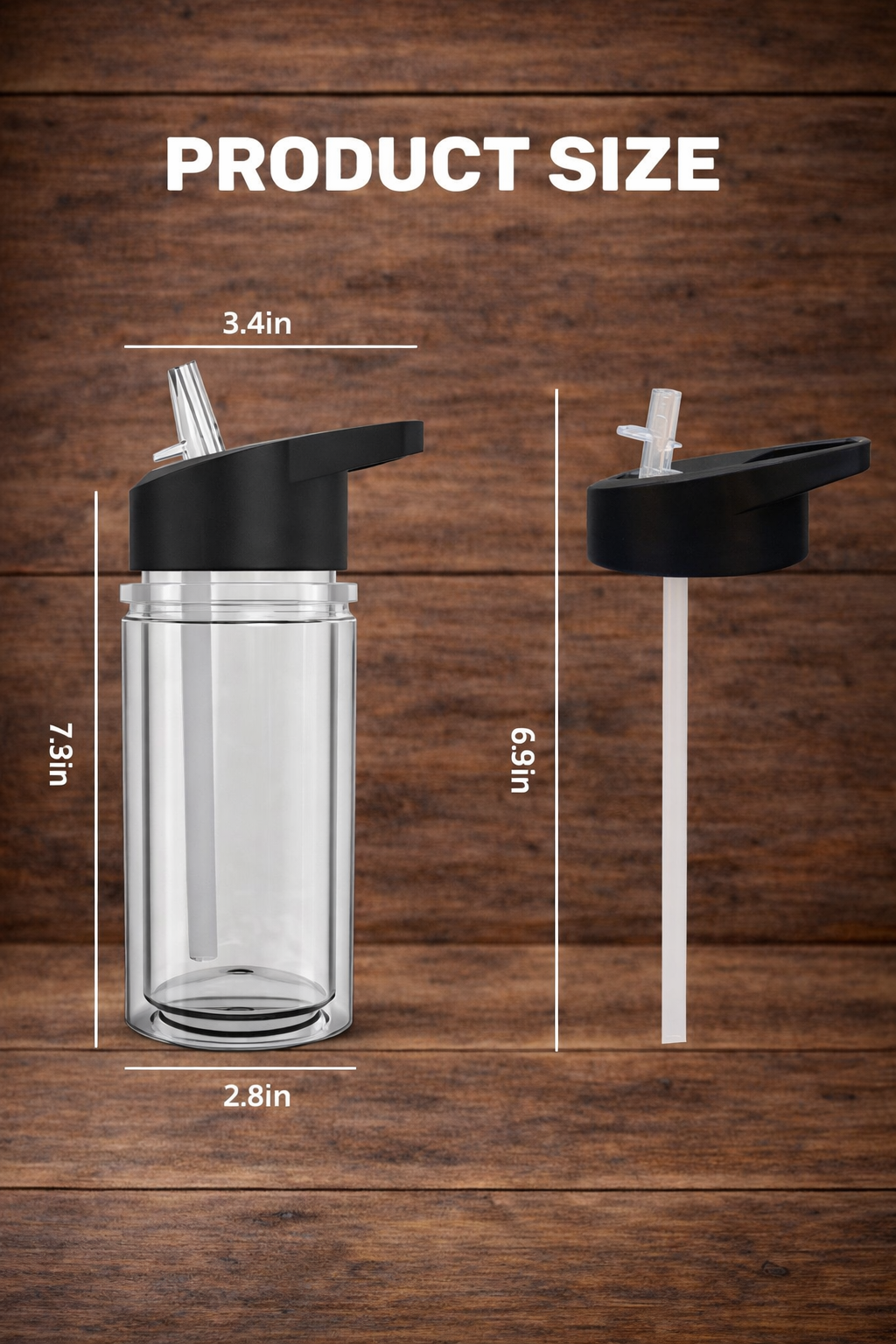 10oz Double Wall Acrylic Plastic Snow Globe Water Bottle