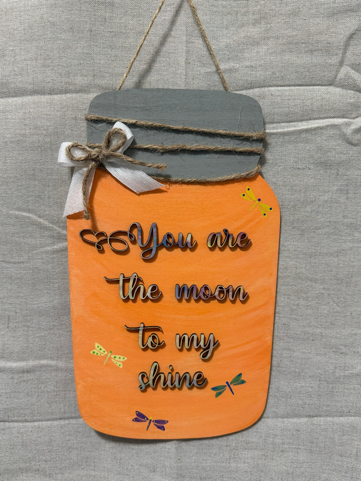 Handmade Moon to My Shine Wooden Door Hanger | Rustic Mason Jar Wall Decor