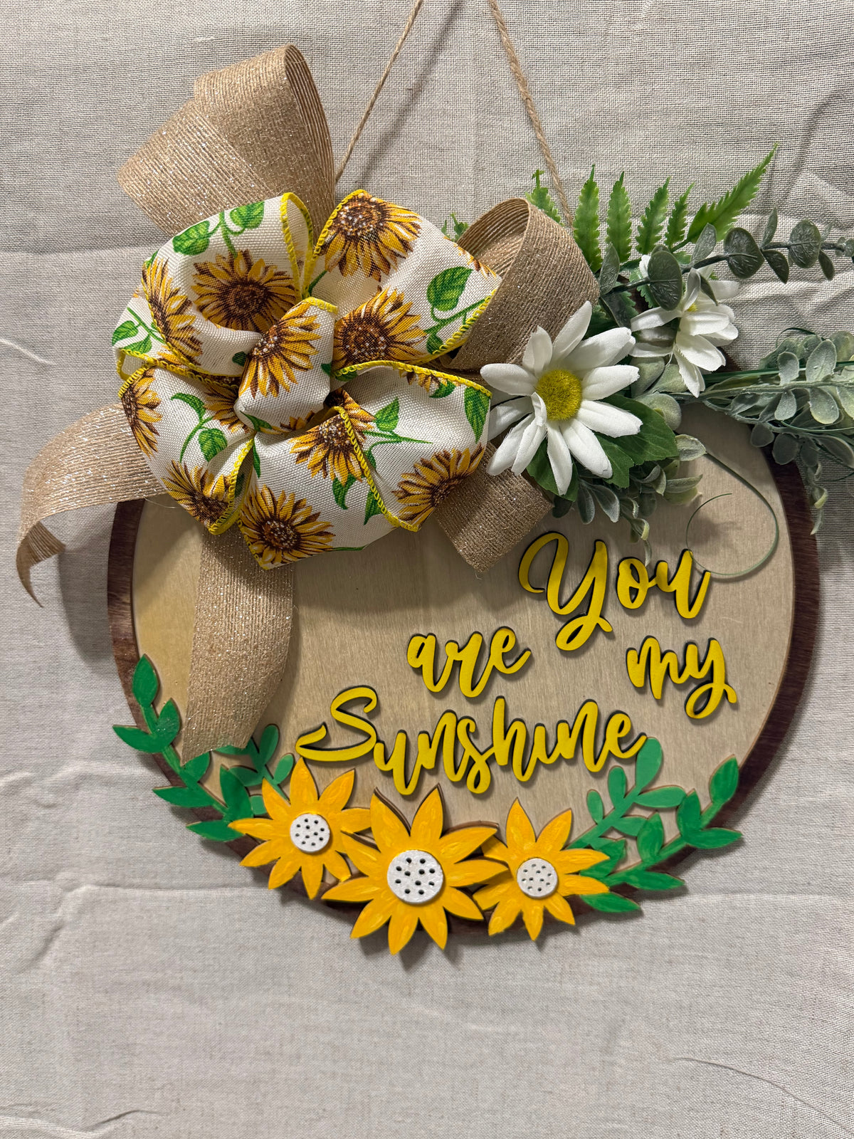 Handmade Sunflower Door Hanger | You Are My Sunshine Rustic Farmhouse Sign