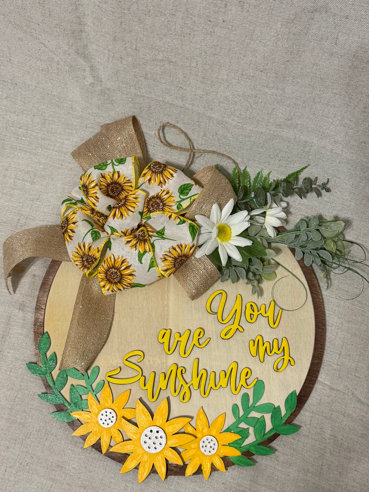 Handmade Sunflower Door Hanger | You Are My Sunshine Rustic Farmhouse Sign