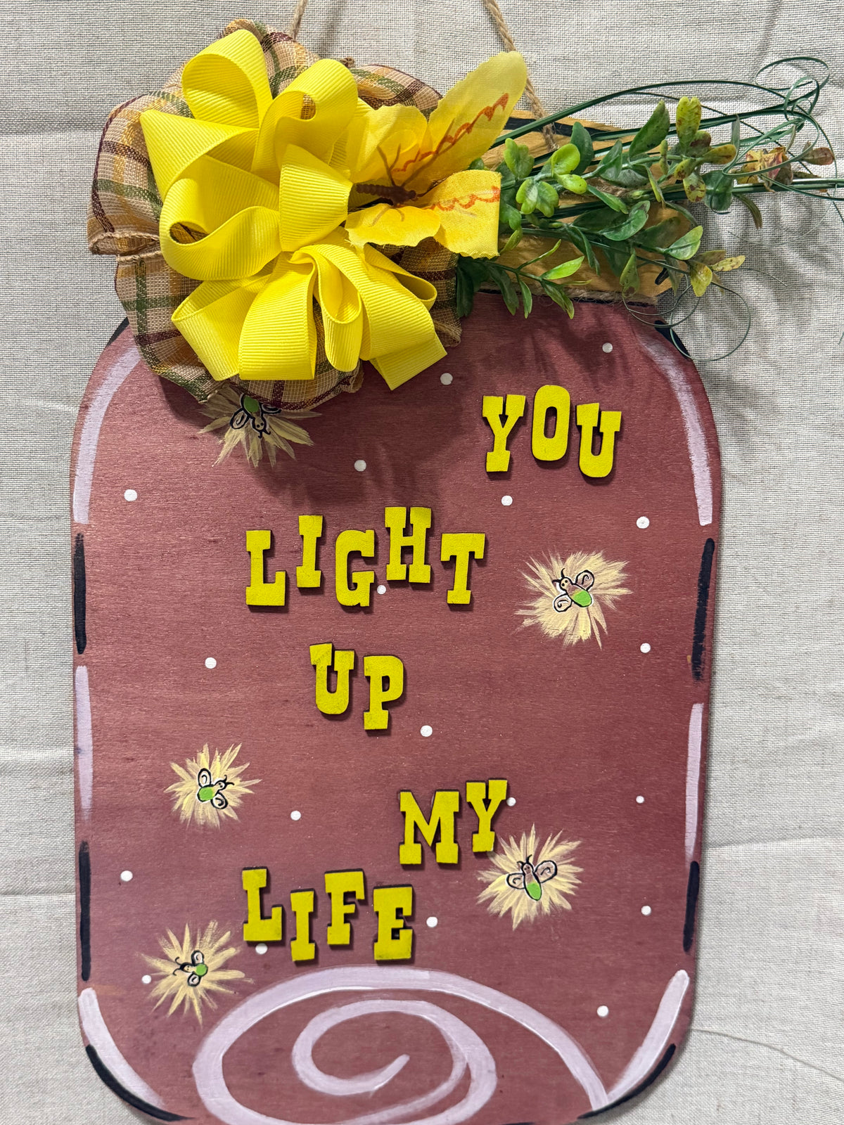 Handmade Firefly Door Hanger | You Light Up My Life Rustic Summer Sign
