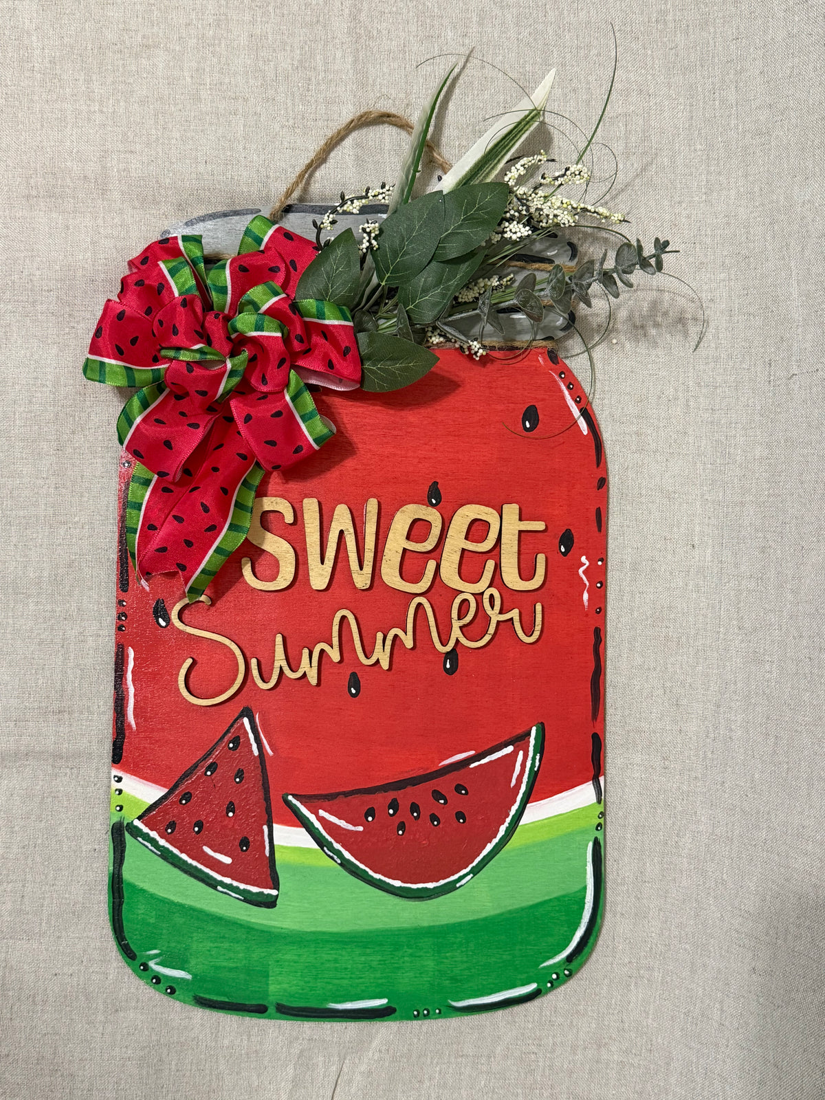 Handmade Watermelon Door Hanger | Sweet Summer Farmhouse Welcome Sign