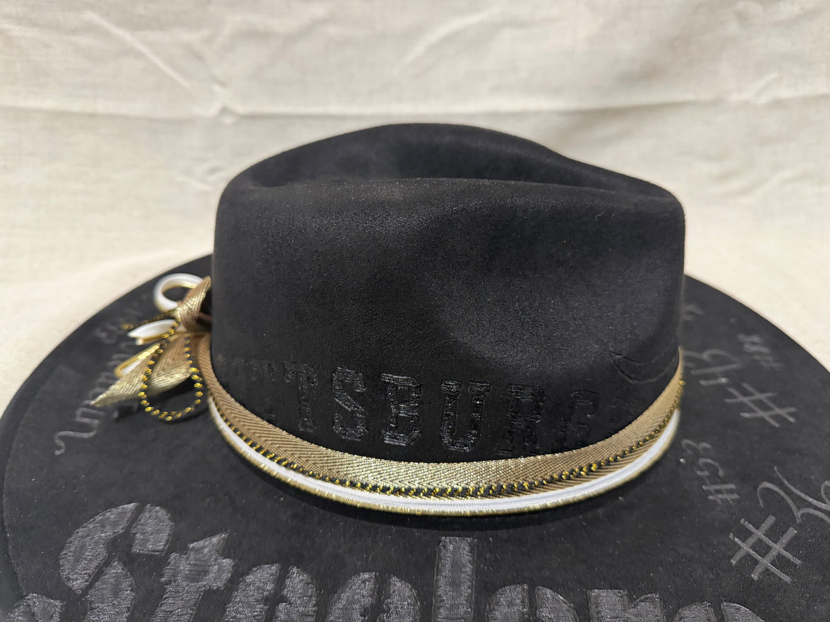 Hand-Decorated Pittsburgh Steelers Fedora Hat | Black & Gold Football Fan Hat
