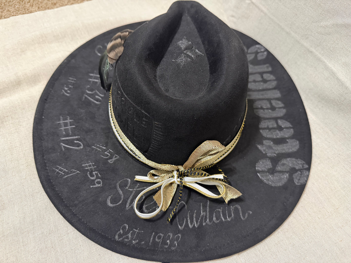 Hand-Decorated Pittsburgh Steelers Fedora Hat | Black & Gold Football Fan Hat