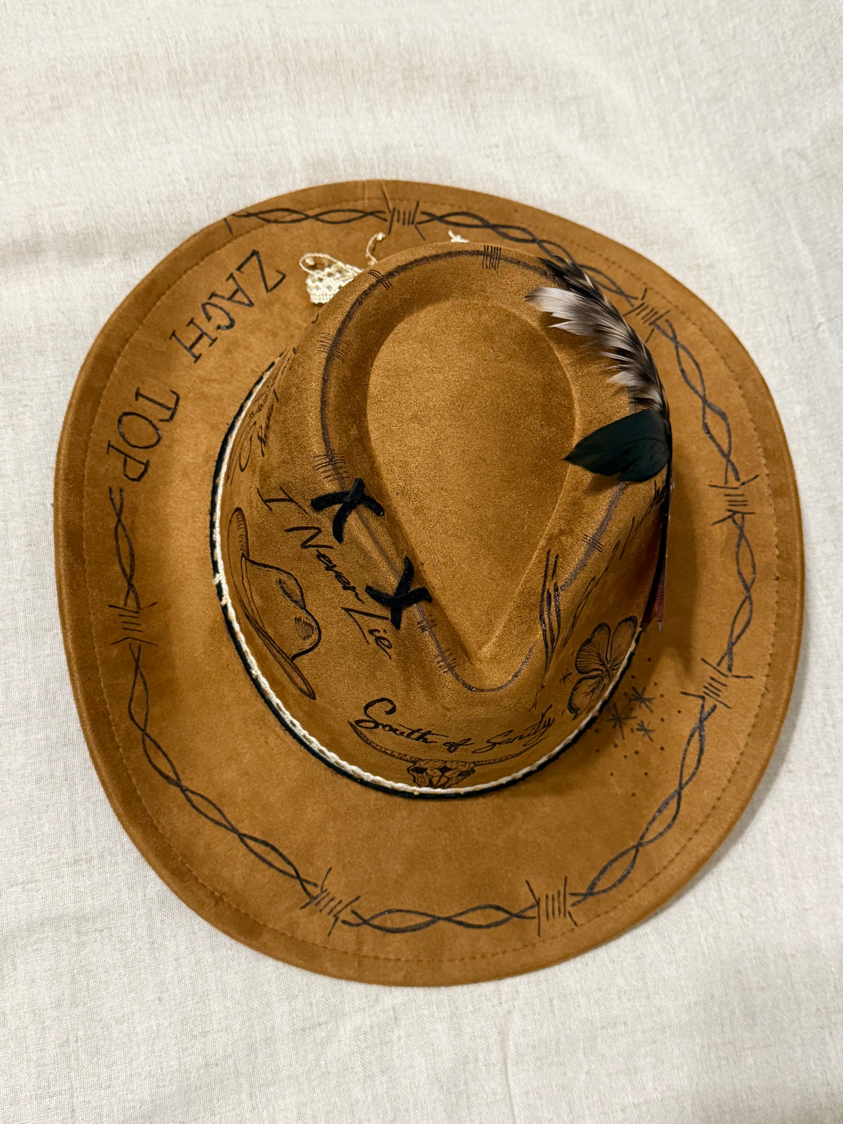 Hand-Burned Country Western Cowboy Hat | Rustic Brown Music-Inspired Fedora