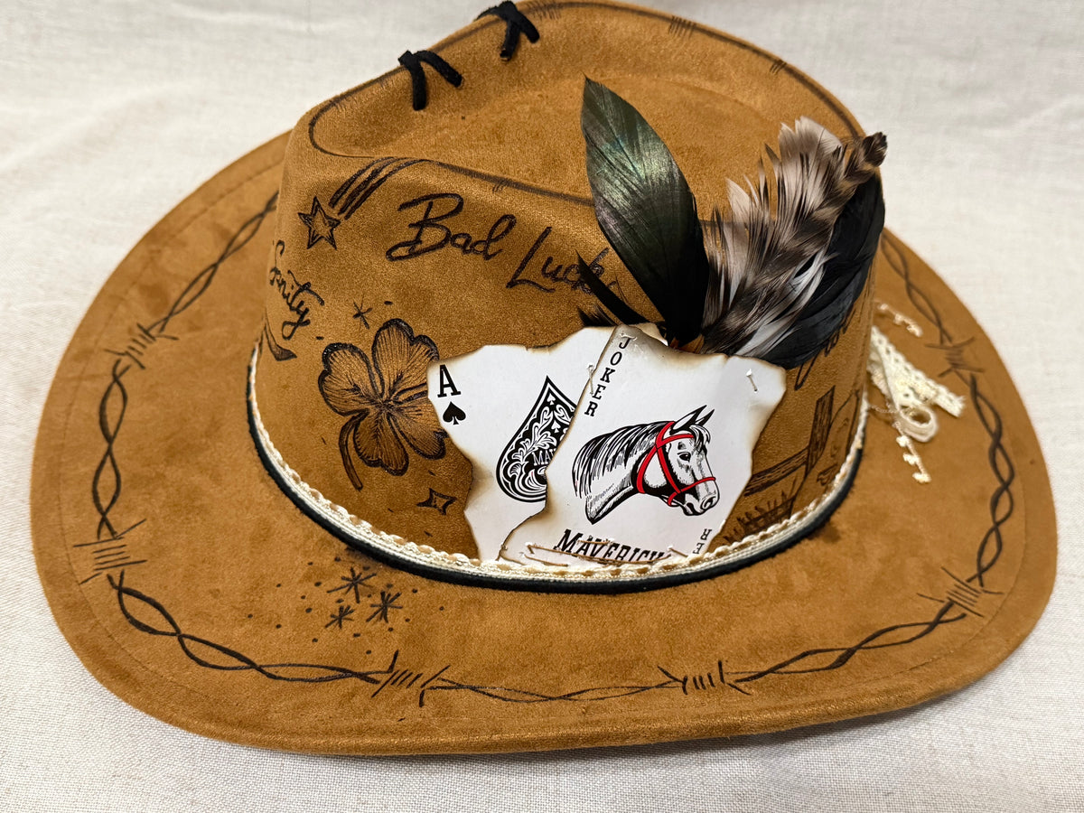 Hand-Burned Country Western Cowboy Hat | Rustic Brown Music-Inspired Fedora