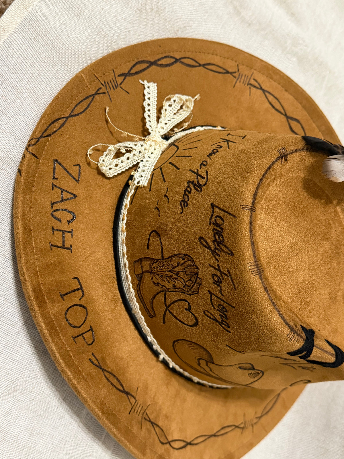 Hand-Burned Country Western Cowboy Hat | Rustic Brown Music-Inspired Fedora
