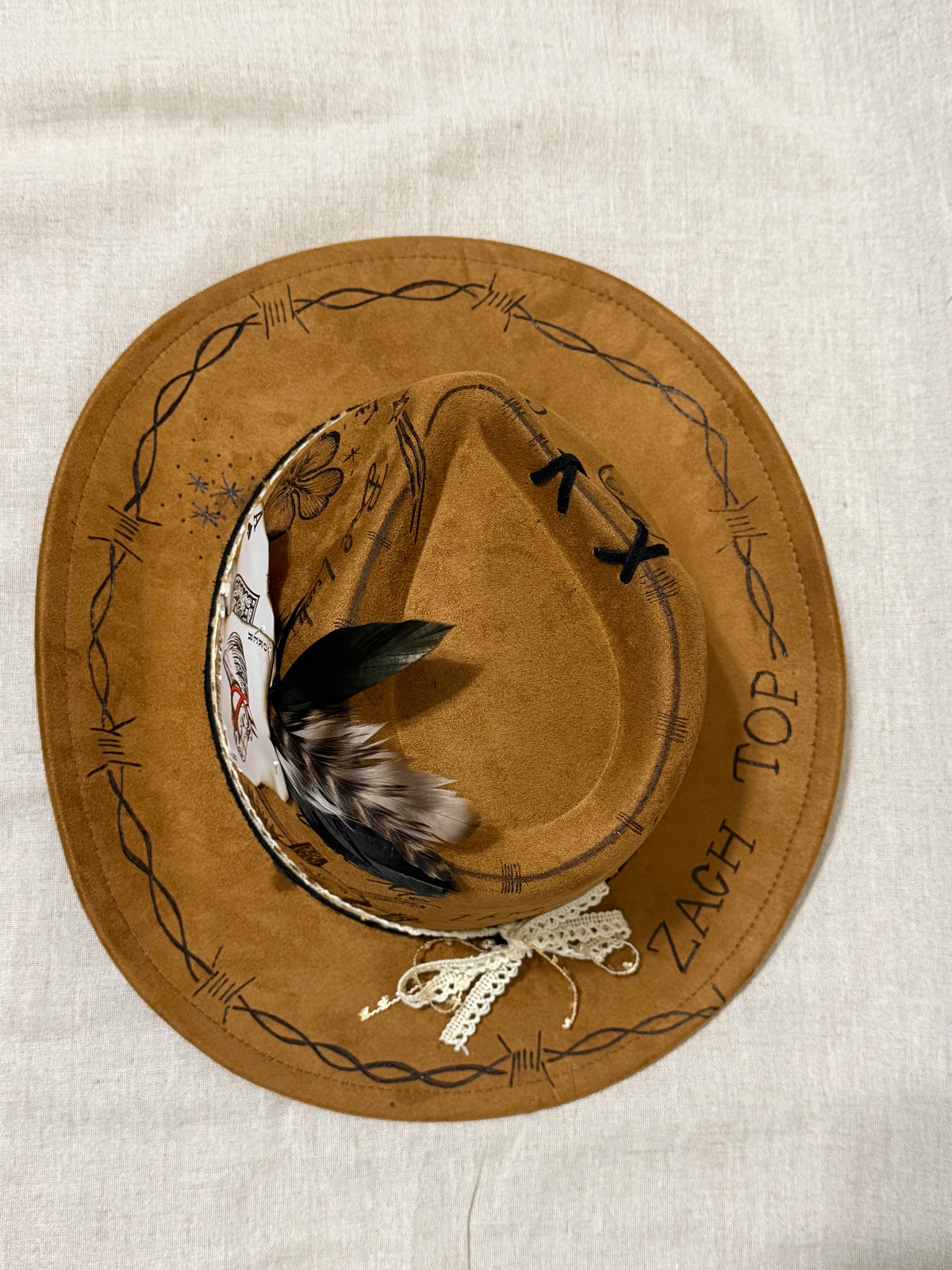 Hand-Burned Country Western Cowboy Hat | Rustic Brown Music-Inspired Fedora