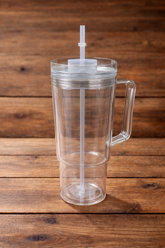 40oz Double Wall Plastic Snow Globe Cups with Handle