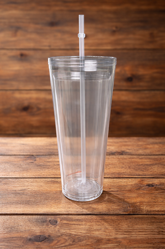 24oz Double Wall Snow Globe Acrylic Plastic Cup