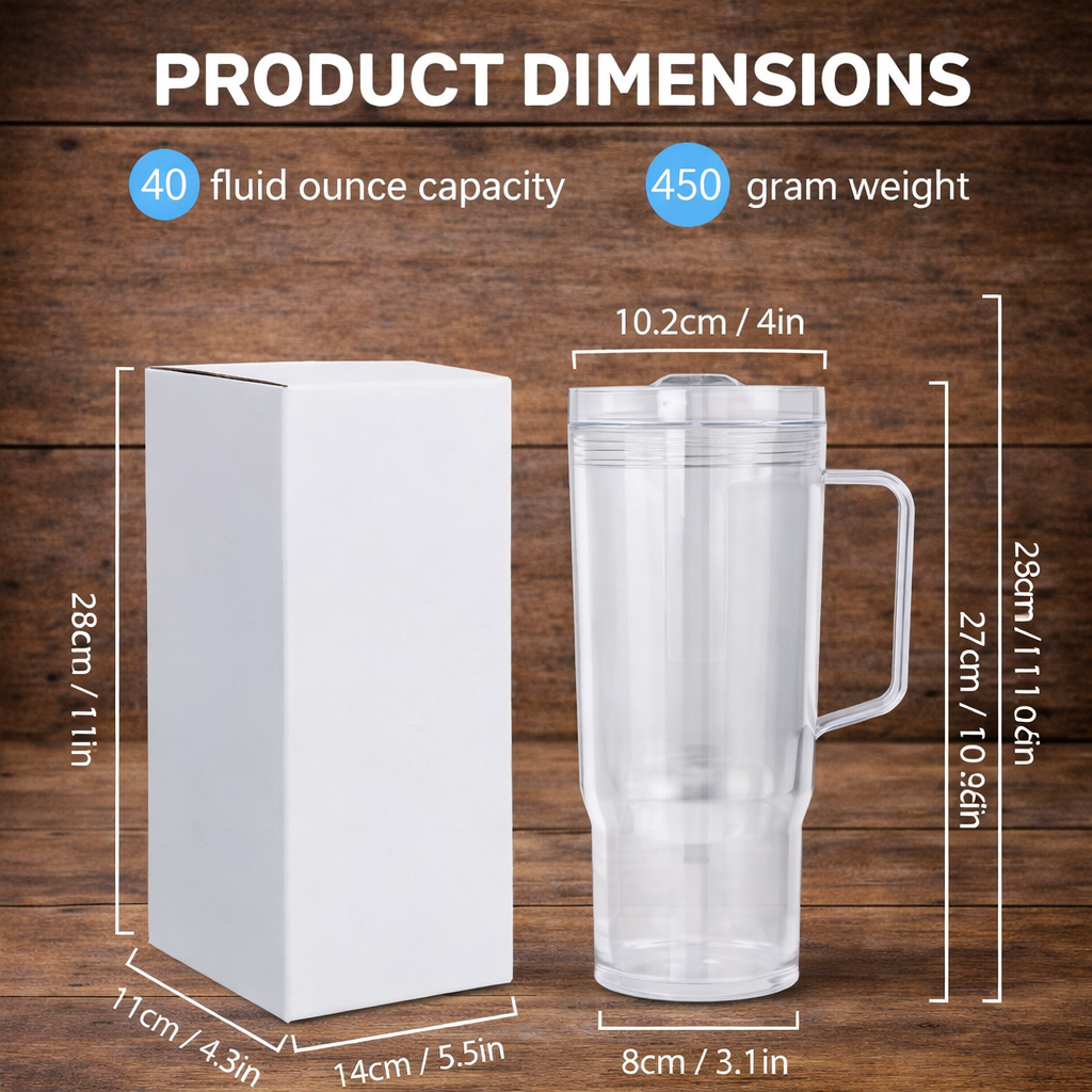 40oz Double Wall Plastic Snow Globe Cups with Handle