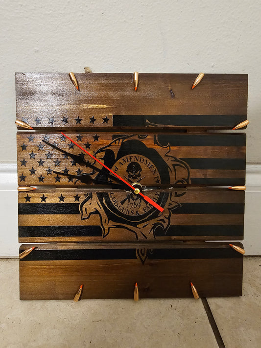 2nd Amendment American Flag Wood Wall Clock | Made to Order